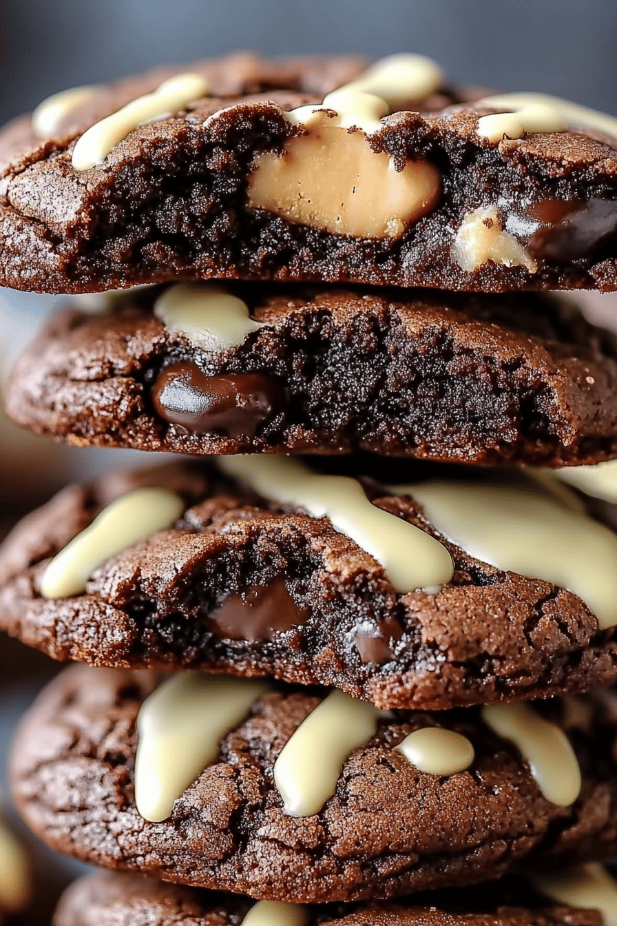 Peanut Butter Brownie Cookies slice on plate showing perfect texture and swirl pattern