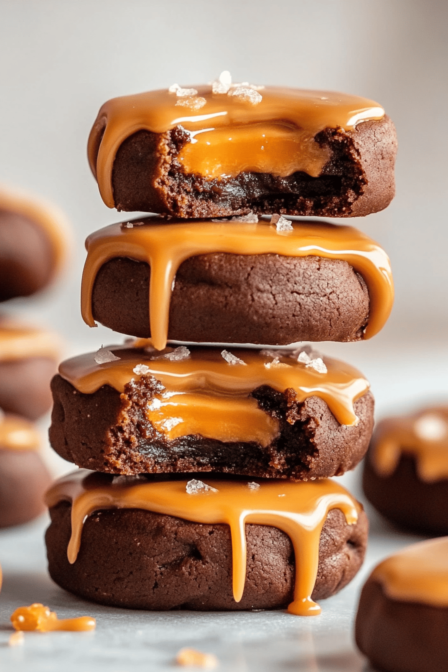 Peanut Butter Cookies Salted Caramel final dish beautifully presented and ready to serve