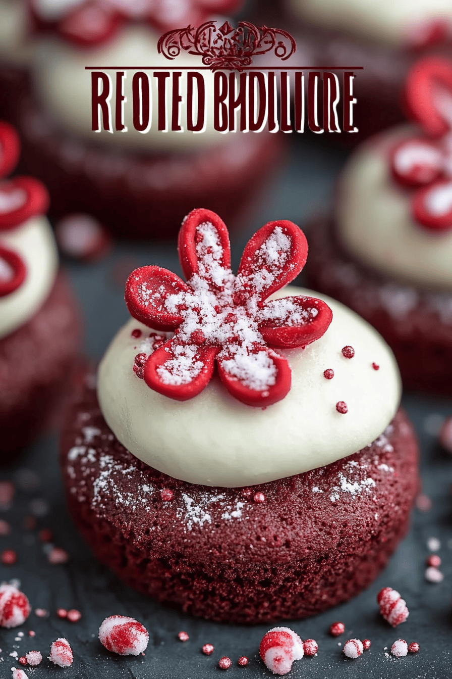 Peppermint Red Velvet Blossoms final dish beautifully presented and ready to serve