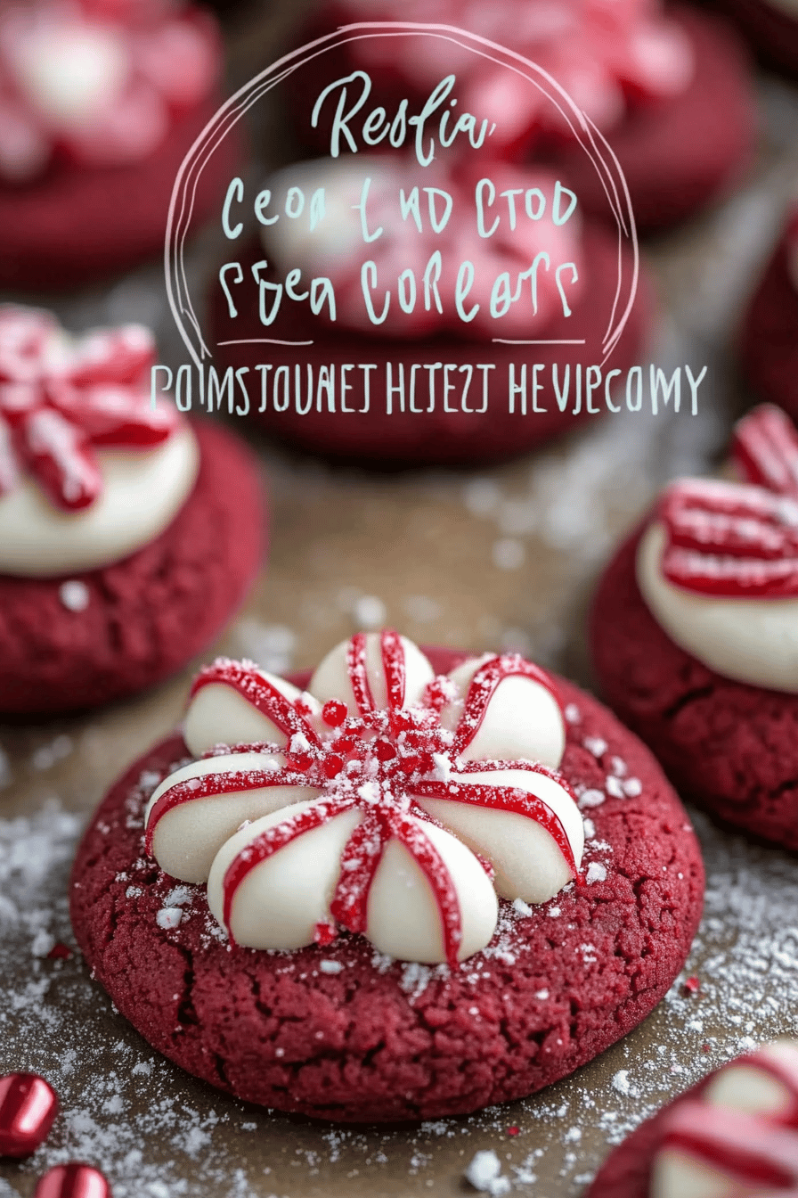 Peppermint Red Velvet Cookies final dish beautifully presented and ready to serve