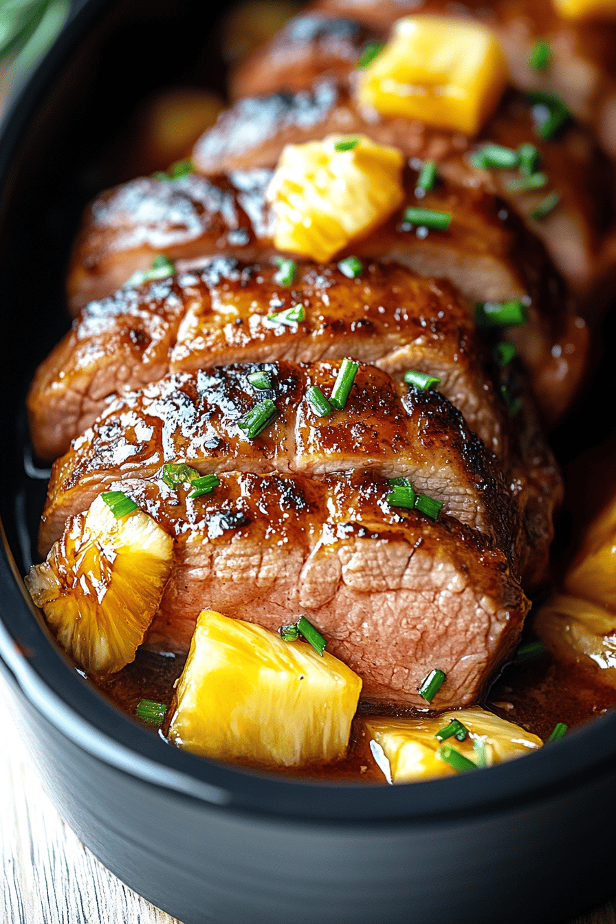 Pineapple Pork Loin final dish beautifully presented and ready to serve