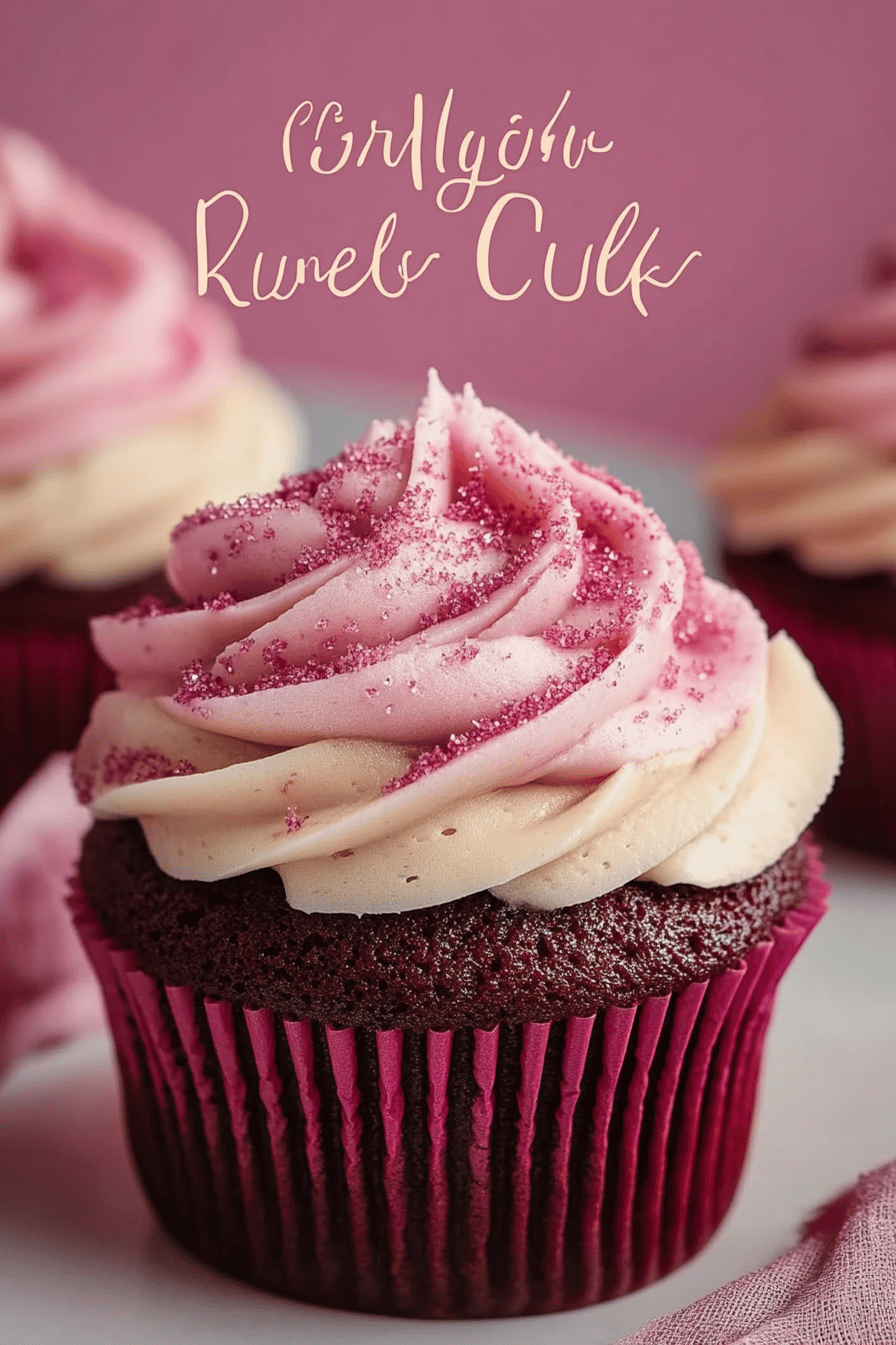Pink Velvet Cupcakes final dish beautifully presented and ready to serve