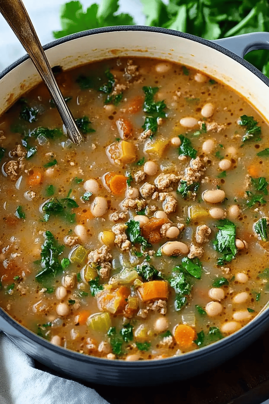 Pinto Bean Soup final dish beautifully presented and ready to serve
