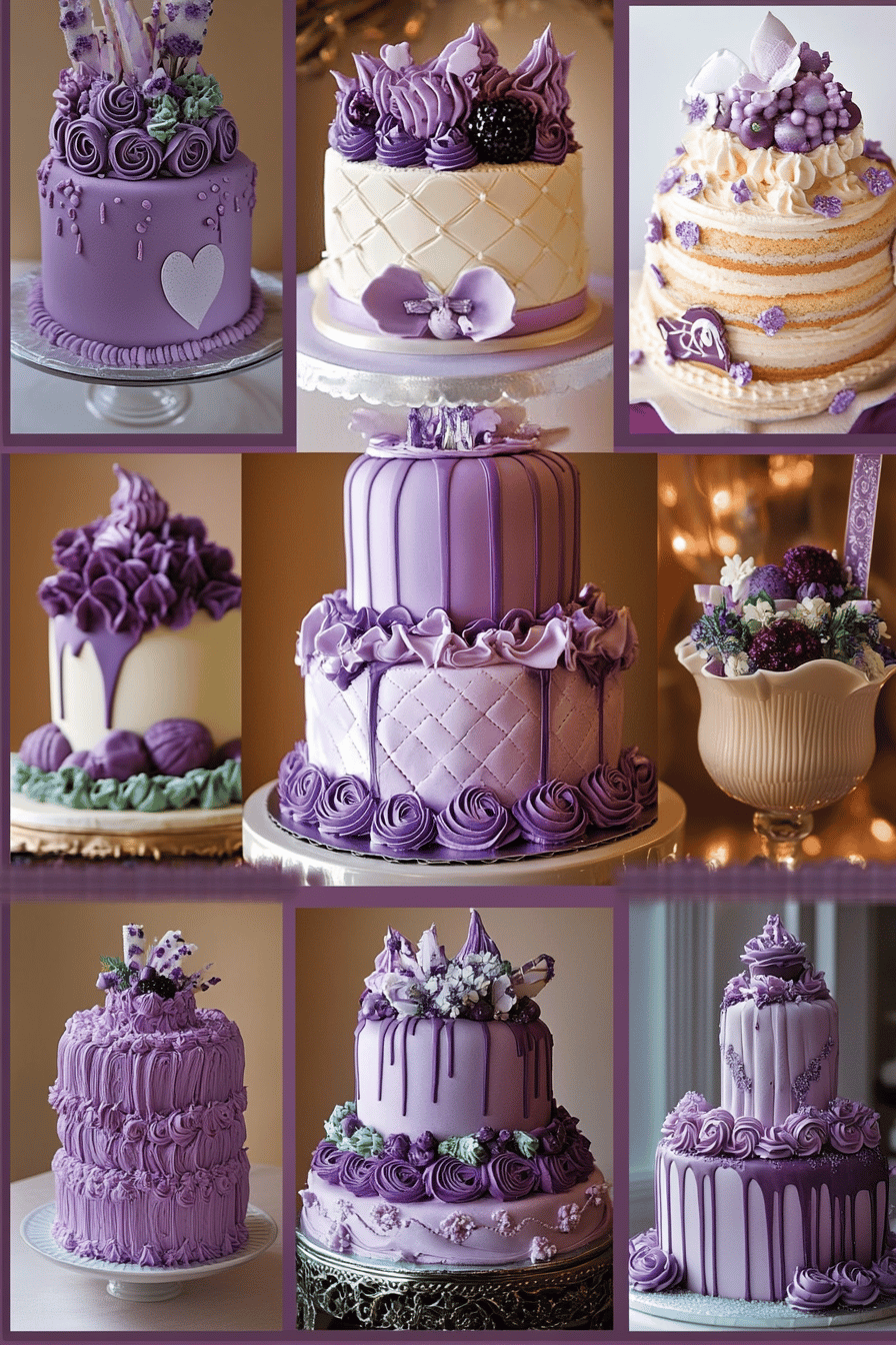 Purple Birthday Cake Designs ingredients organized and measured on kitchen counter