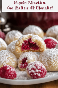 Raspberry Almond Snowball Cookies