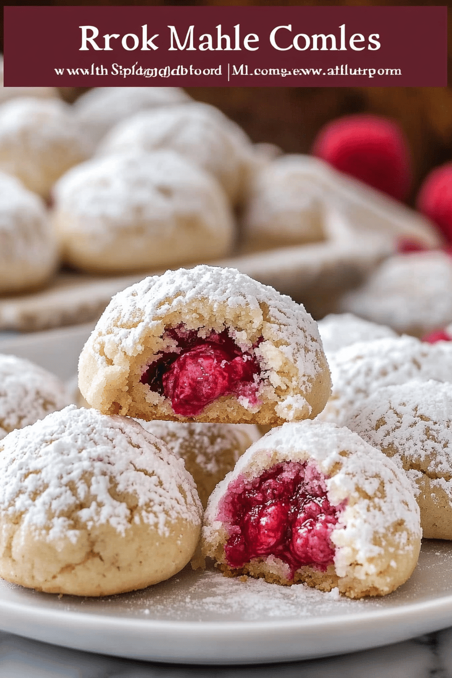 Raspberry Almond Snowball Cookies final dish beautifully presented and ready to serve