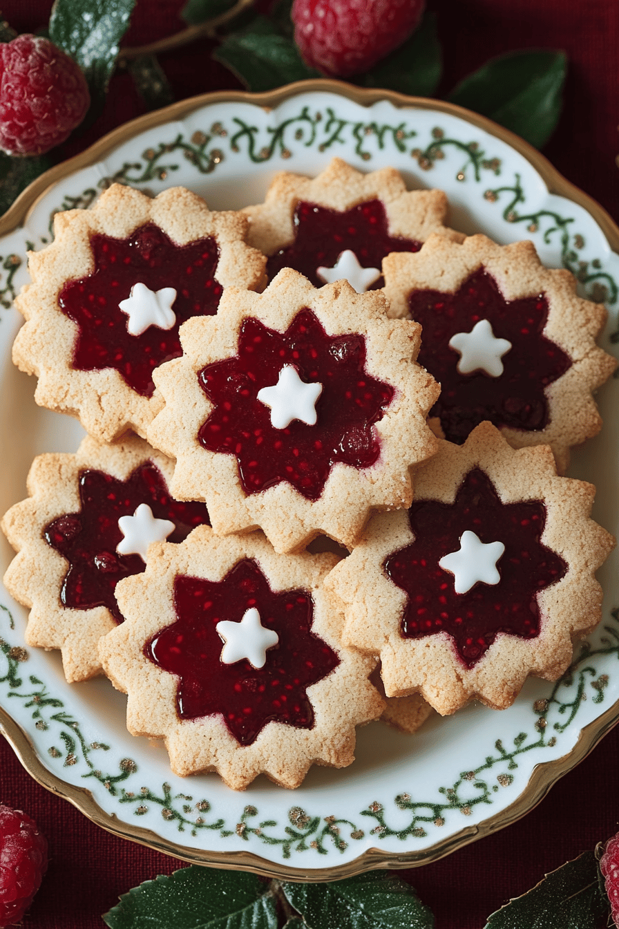 Raspberry Linzer Cookies final dish beautifully presented and ready to serve