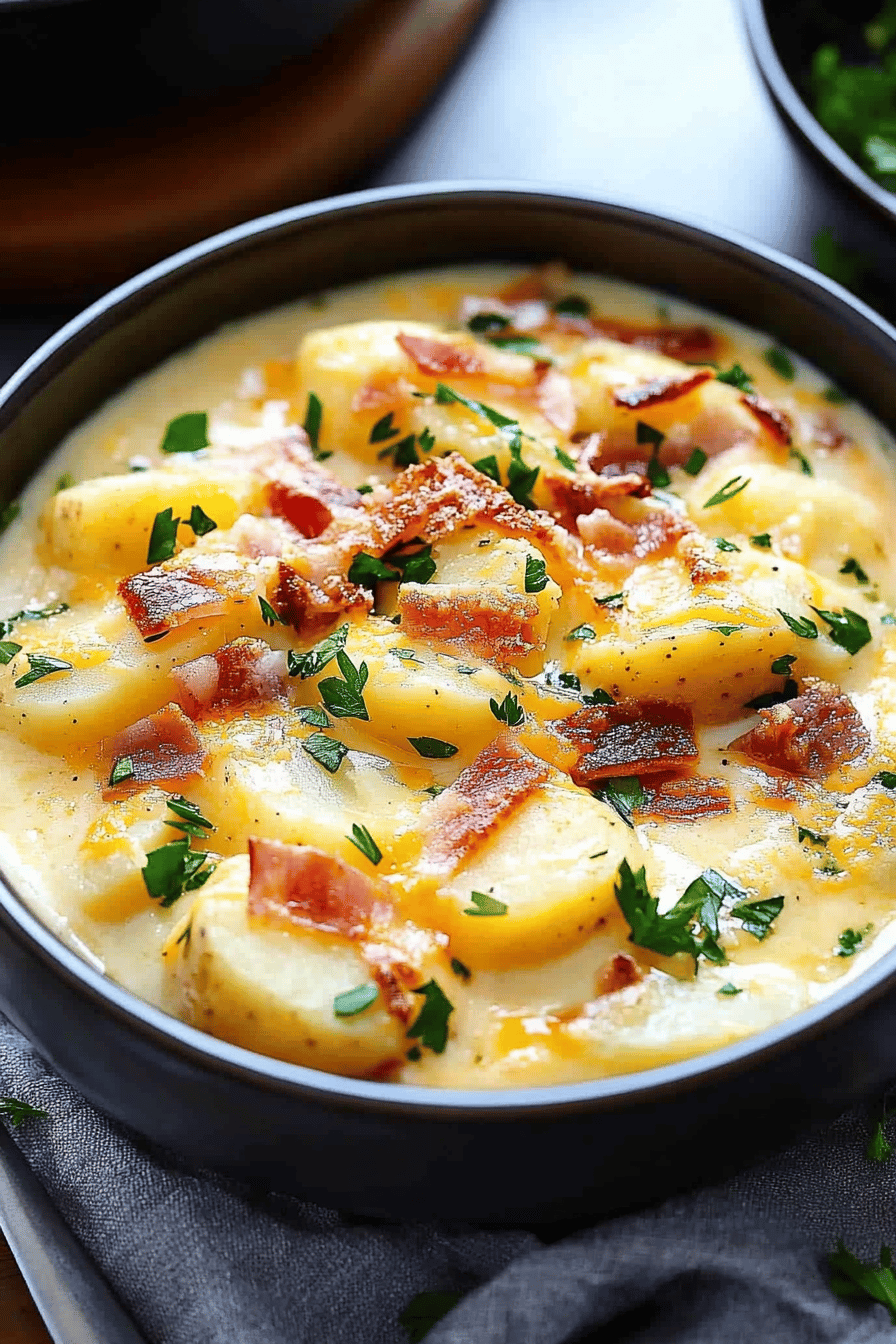 Romanoff Potatoes Recipe final dish beautifully presented and ready to serve