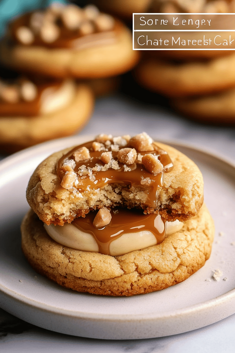 Salted Caramel Cheesecake Cookies final dish beautifully presented and ready to serve