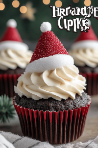 Santa Hat Chocolate Cupcakes