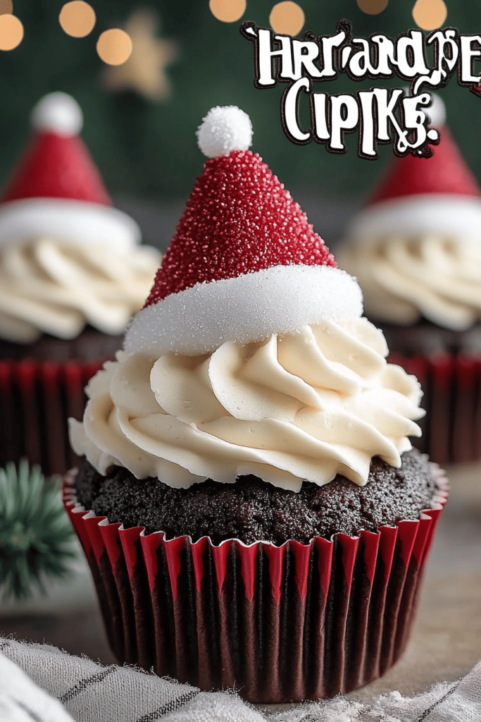 Santa Hat Chocolate Cupcakes
