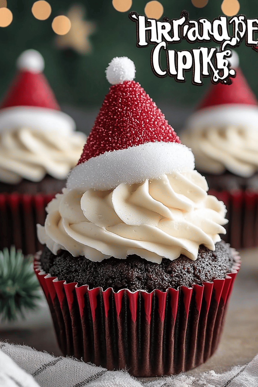 Santa Hat Chocolate Cupcakes ingredients organized and measured on kitchen counter