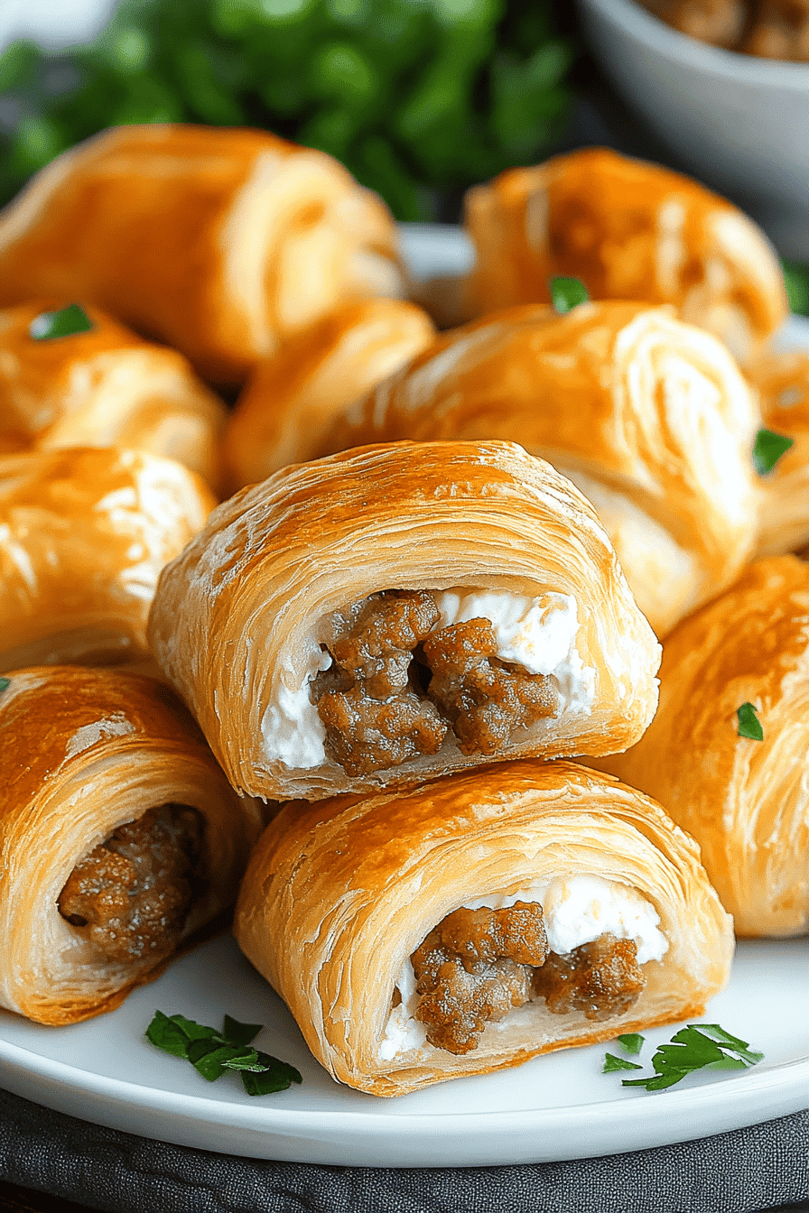 Sausage Cream Cheese Crescents final dish beautifully presented and ready to serve