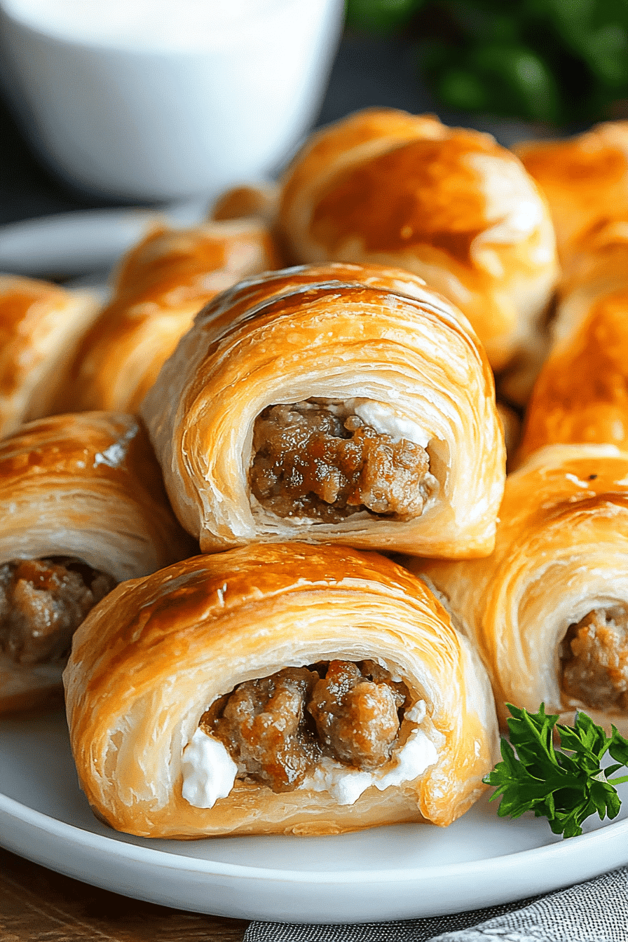 Sausage Cream Cheese Crescents ingredients organized and measured on kitchen counter