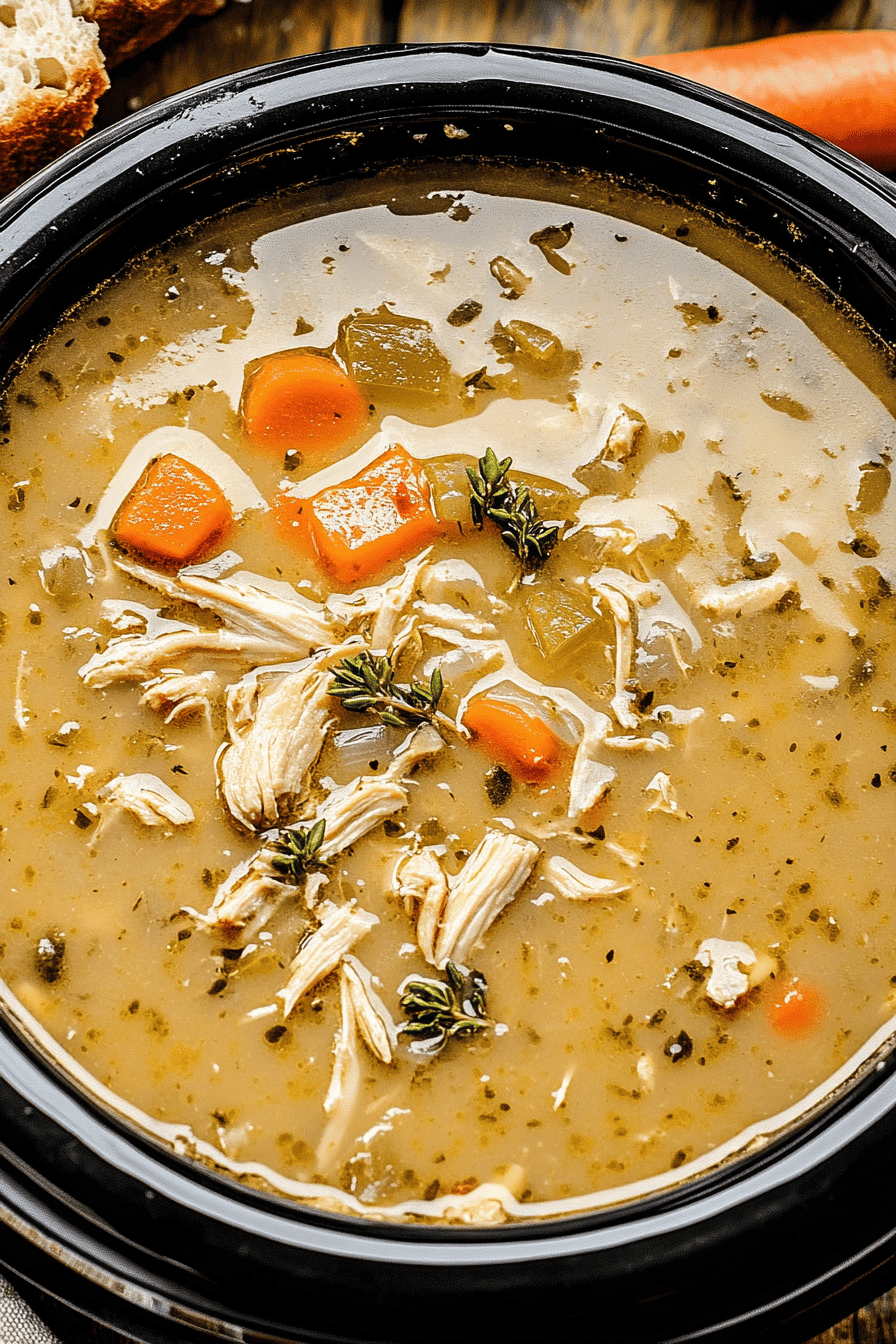 Slow Cooker Turkey Soup ingredients organized and measured on kitchen counter