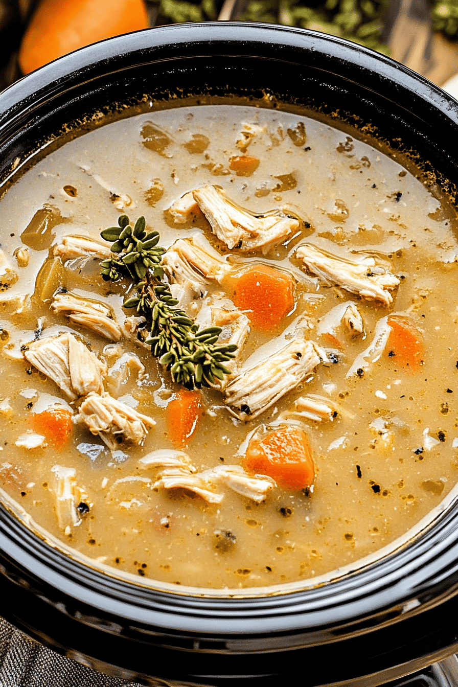 Slow Cooker Turkey Soup slice on plate showing perfect texture and swirl pattern