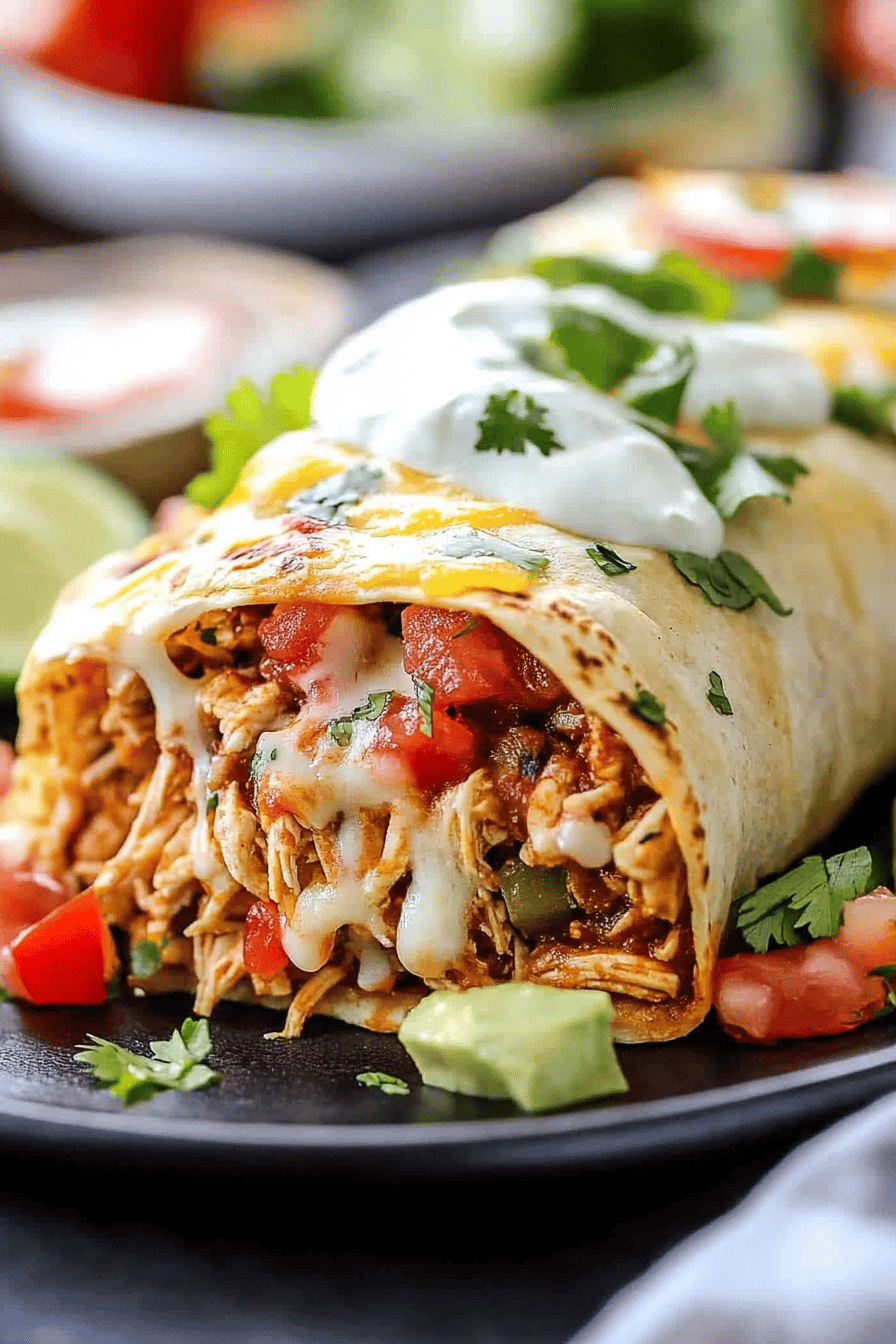 Smothered Baked Chicken Burritos final dish beautifully presented and ready to serve