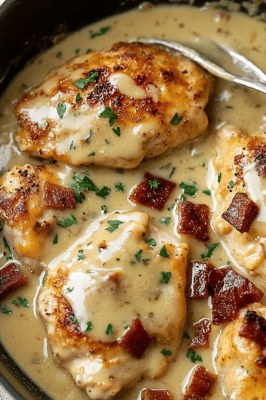 Smothered Chicken Recipe final dish beautifully presented and ready to serve