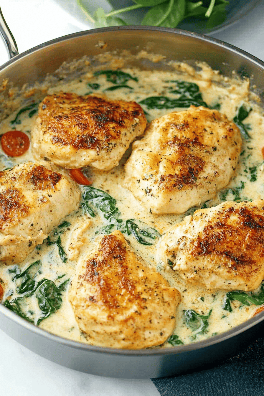 Spinach Chicken Dinner final dish beautifully presented and ready to serve