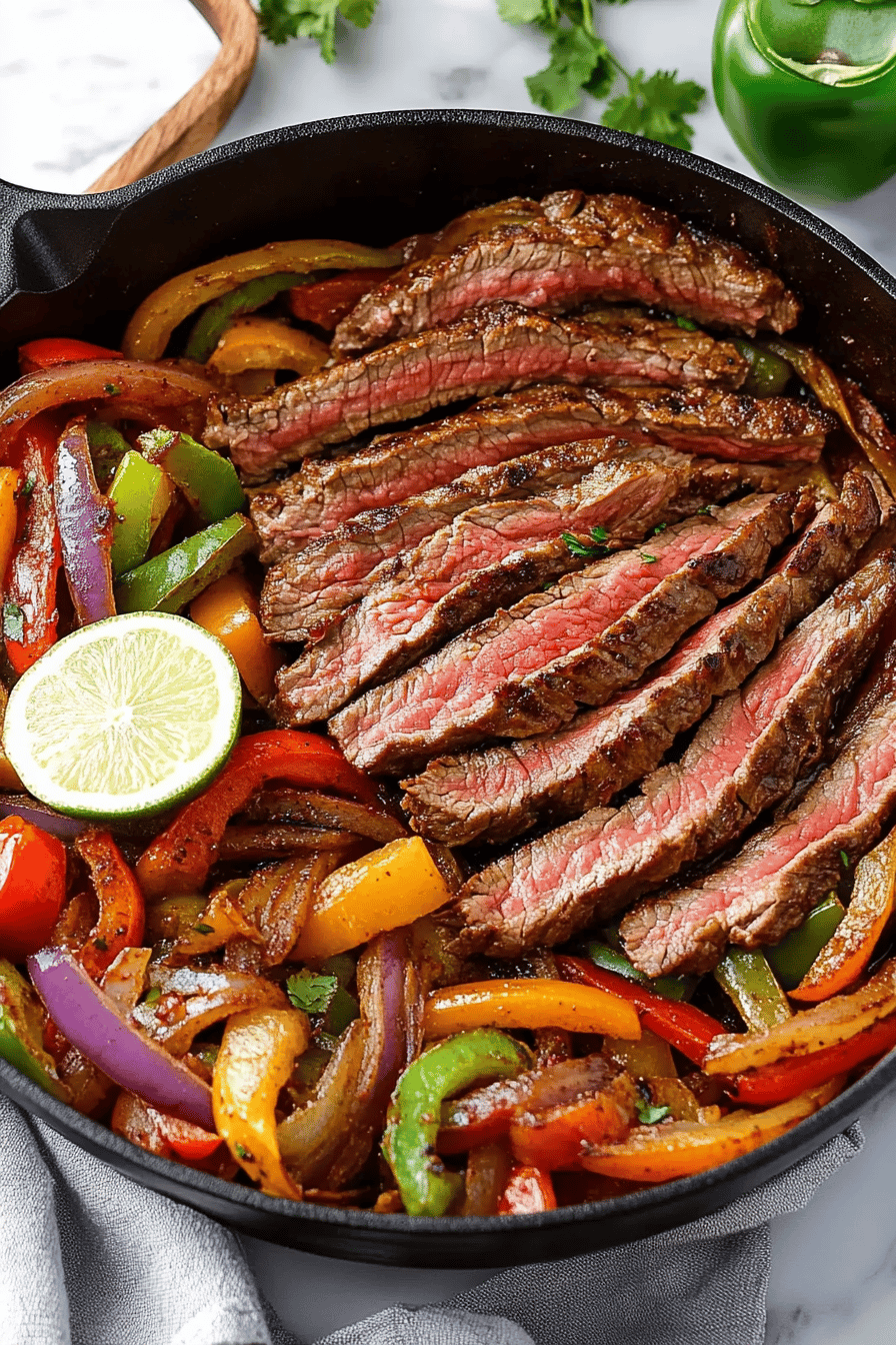 Steak Fajitas Recipe final dish beautifully presented and ready to serve