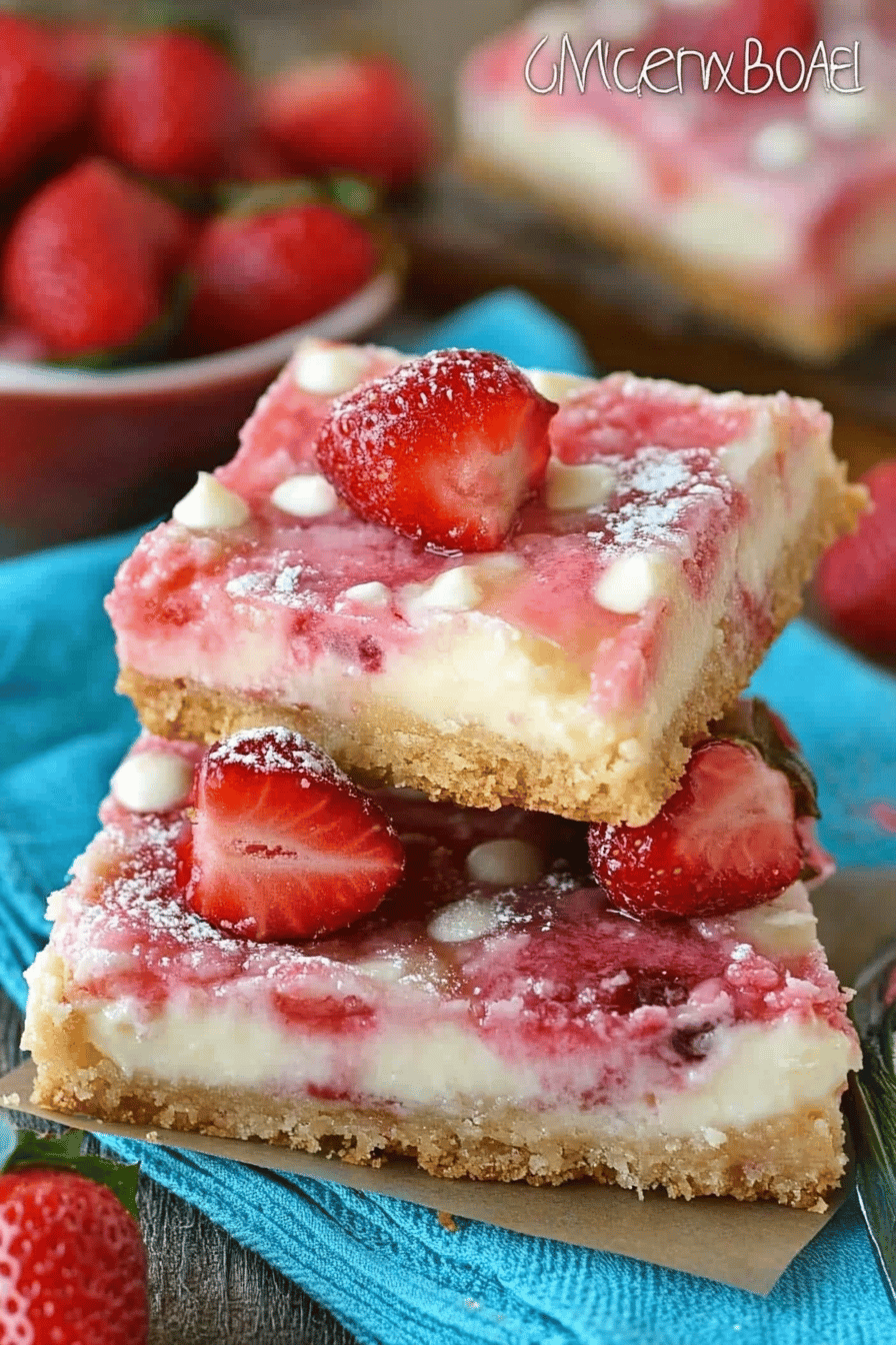 Strawberries Cream Magic Bars slice on plate showing perfect texture and swirl pattern
