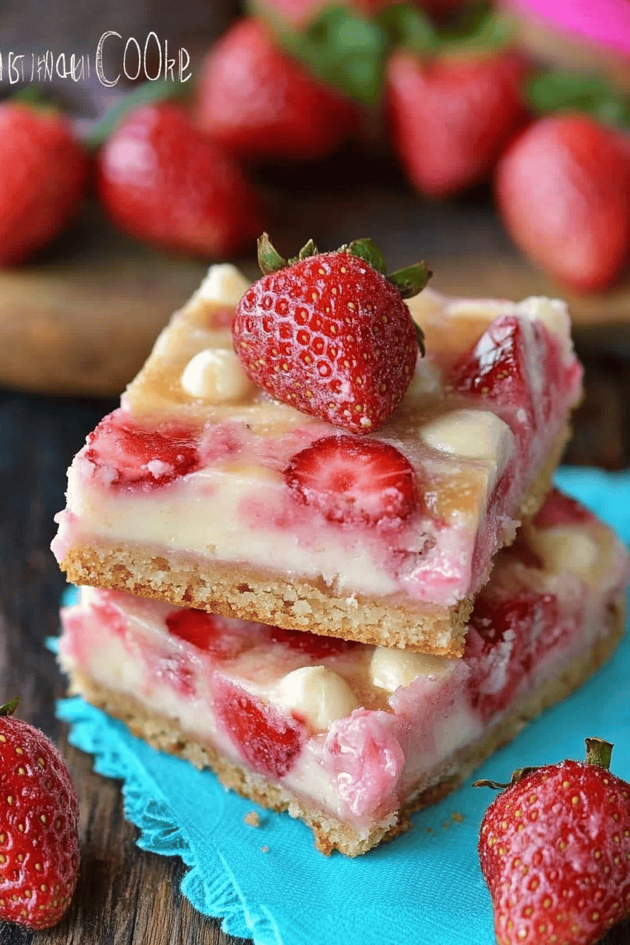 Strawberries Cream Magic Bars final dish beautifully presented and ready to serve