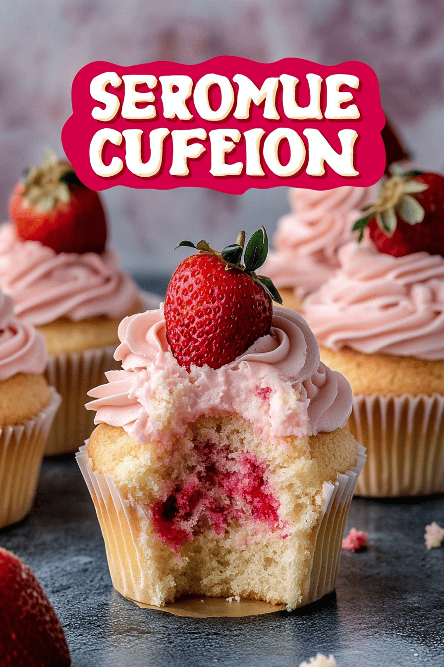 Strawberry Cupcakes Recipe ingredients organized and measured on kitchen counter
