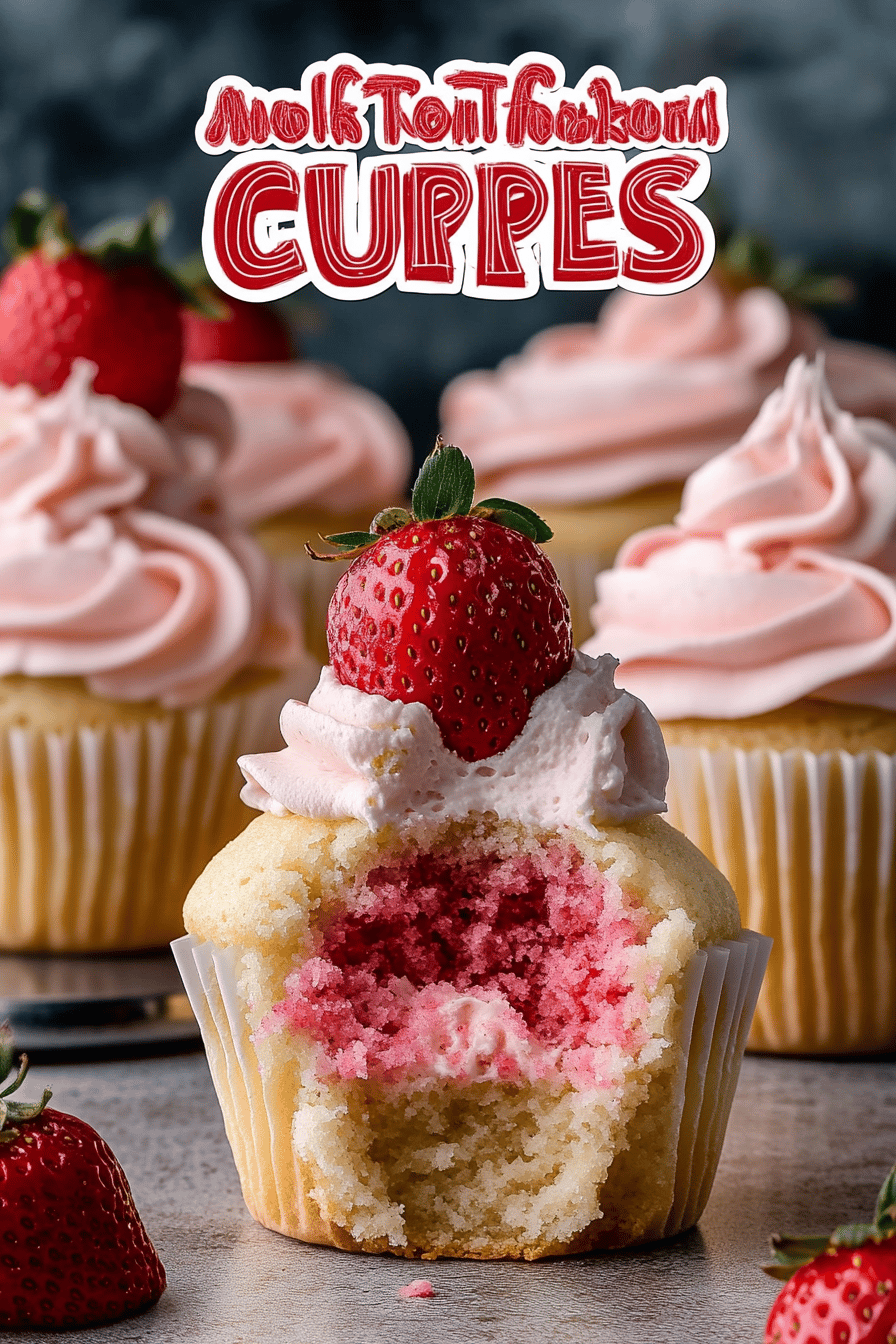 Strawberry Cupcakes Recipe final dish beautifully presented and ready to serve