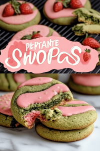 Strawberry Matcha Cookies