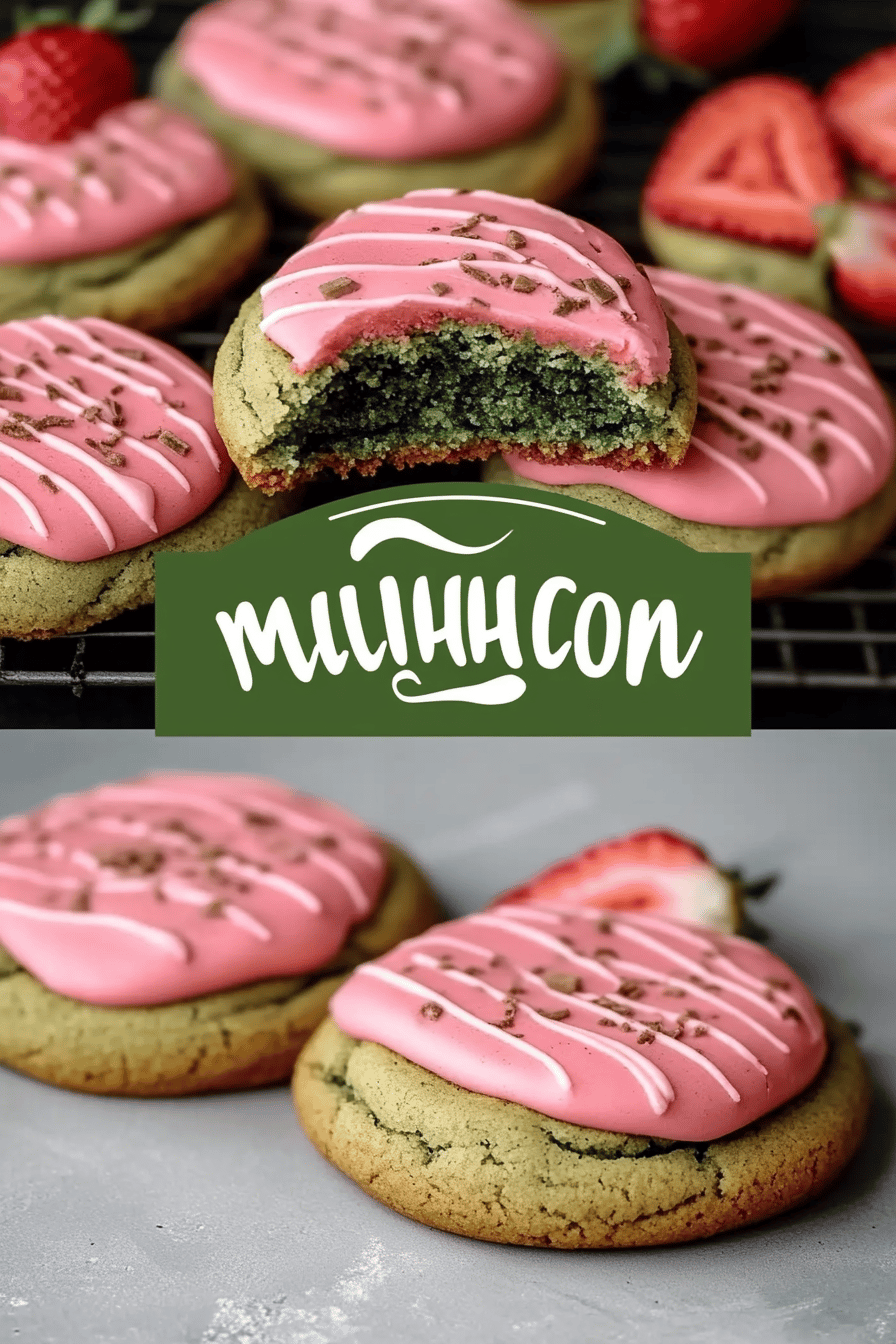 Strawberry Matcha Cookies final dish beautifully presented and ready to serve