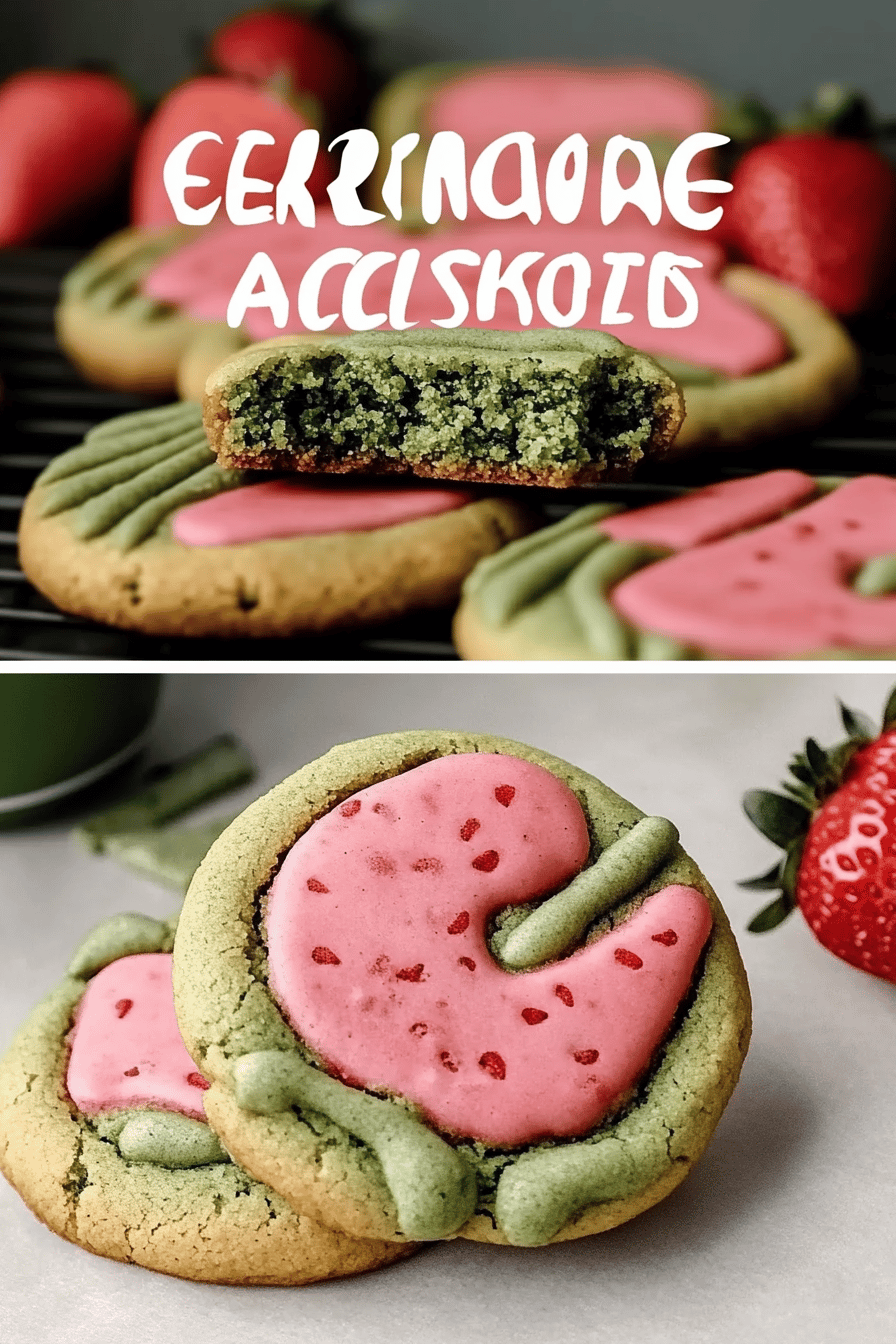 Strawberry Matcha Cookies final dish beautifully presented and ready to serve