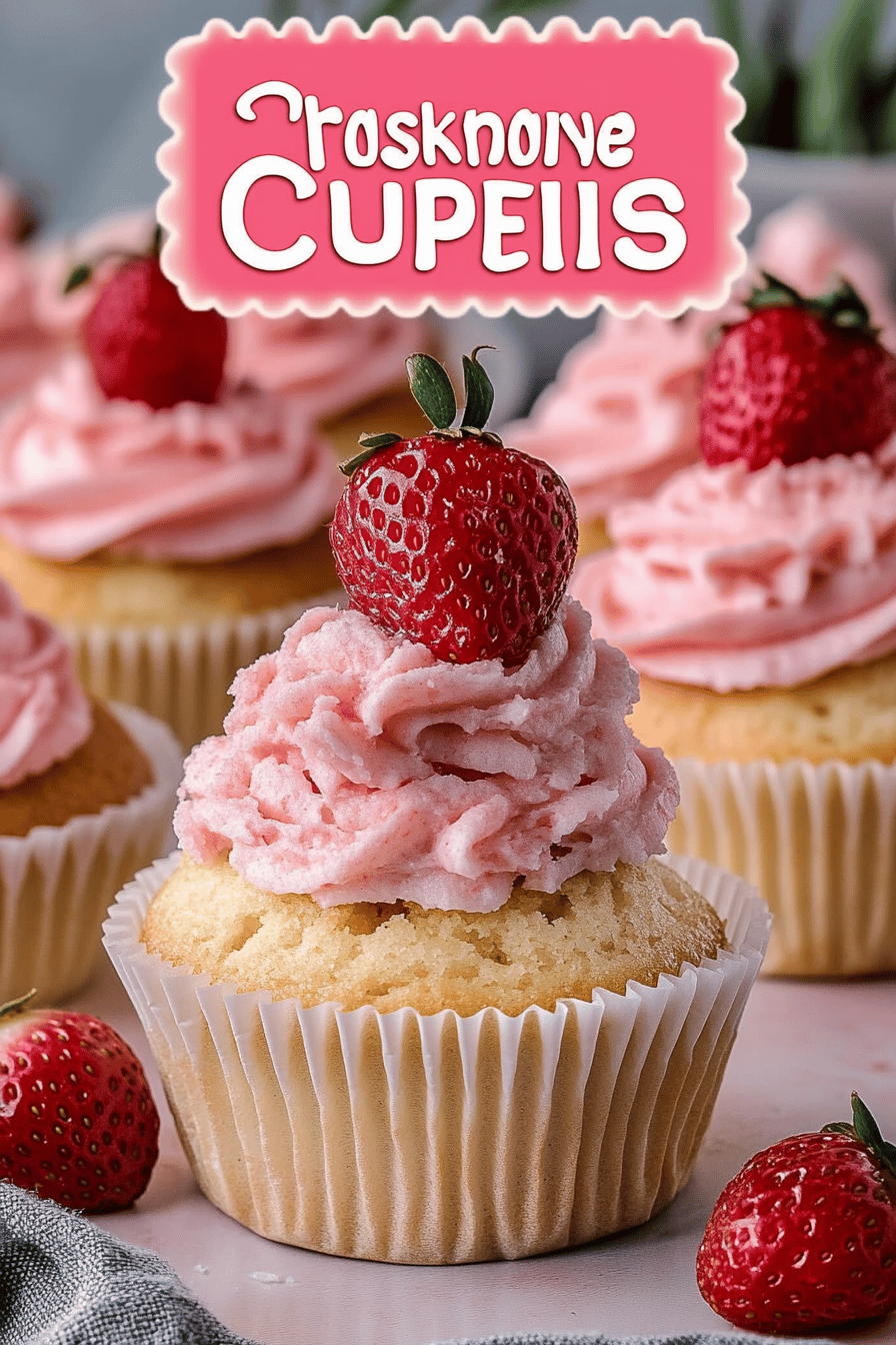 Strawberry Surprise Cupcakes slice on plate showing perfect texture and swirl pattern