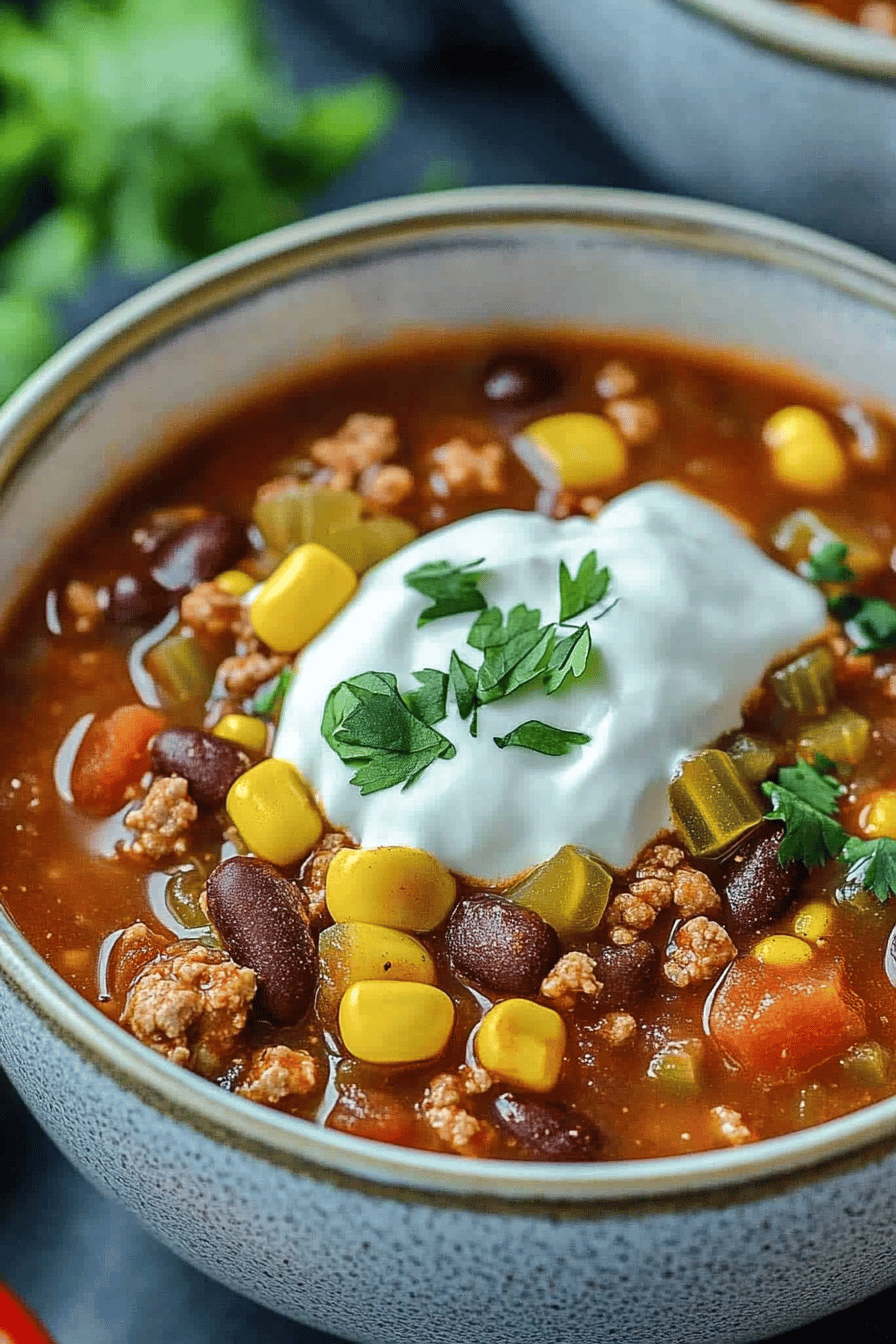 Taco Soup Recipe final dish beautifully presented and ready to serve