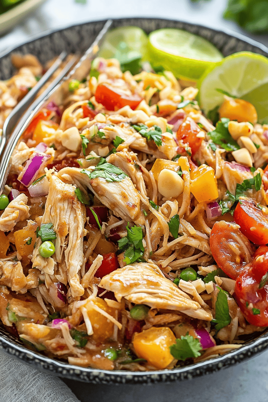 Thai Chicken Salad Recipe ingredients organized and measured on kitchen counter