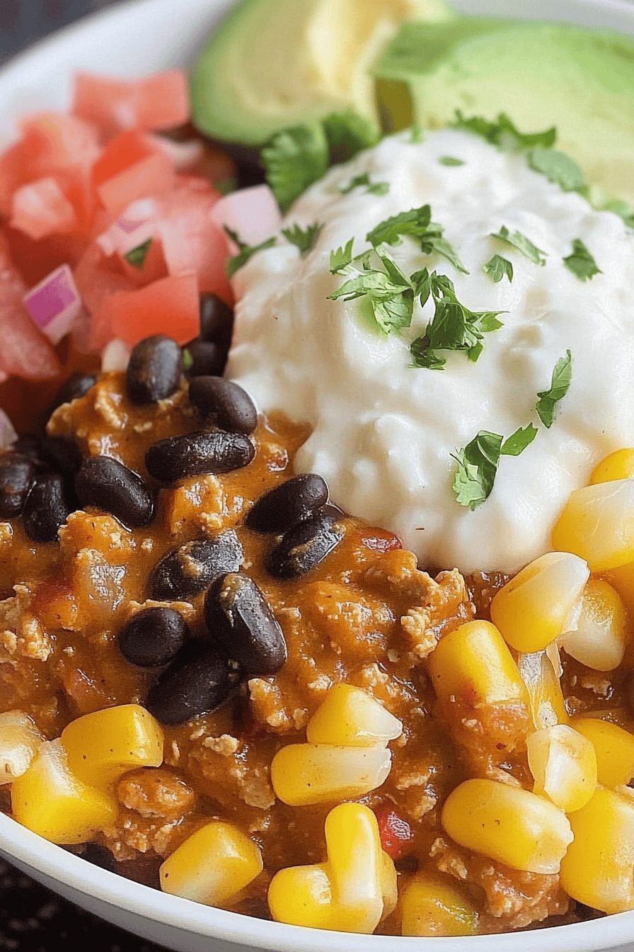 Turkey Taco Burrito Bowls ingredients organized and measured on kitchen counter