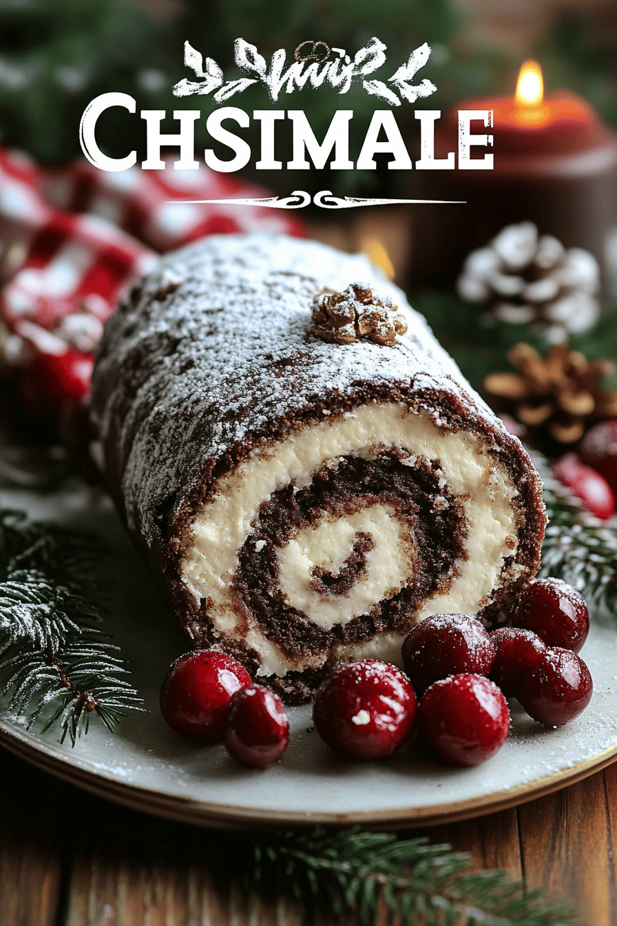 Yule Log Recipe final dish beautifully presented and ready to serve