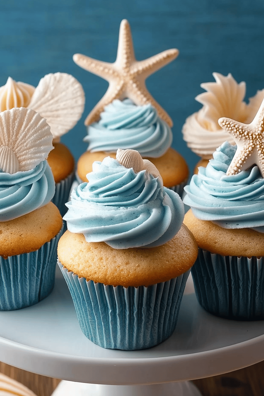 beach-themed cupcakes final dish beautifully presented and ready to serve