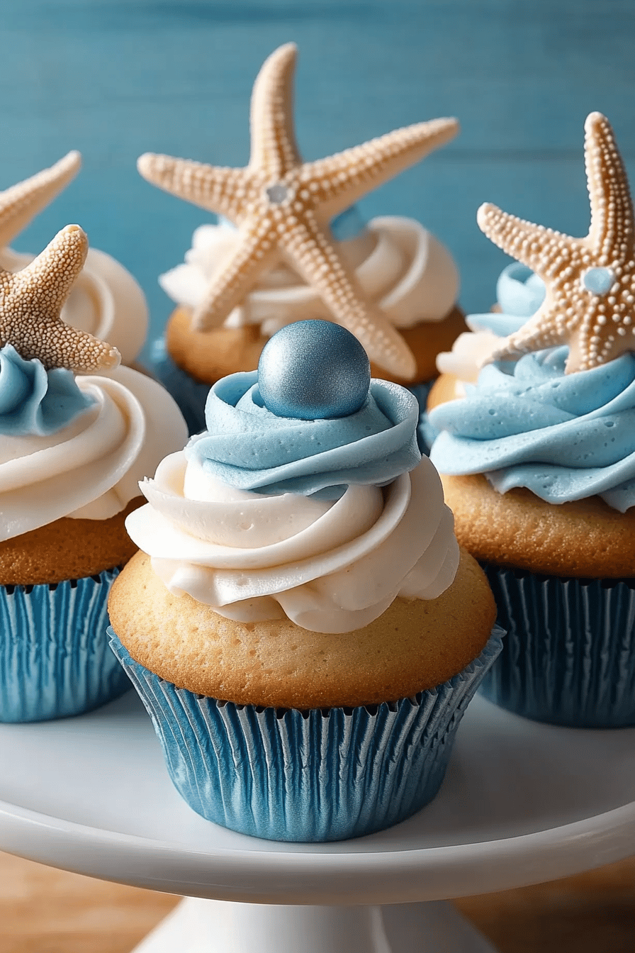 beach-themed cupcakes ingredients organized and measured on kitchen counter
