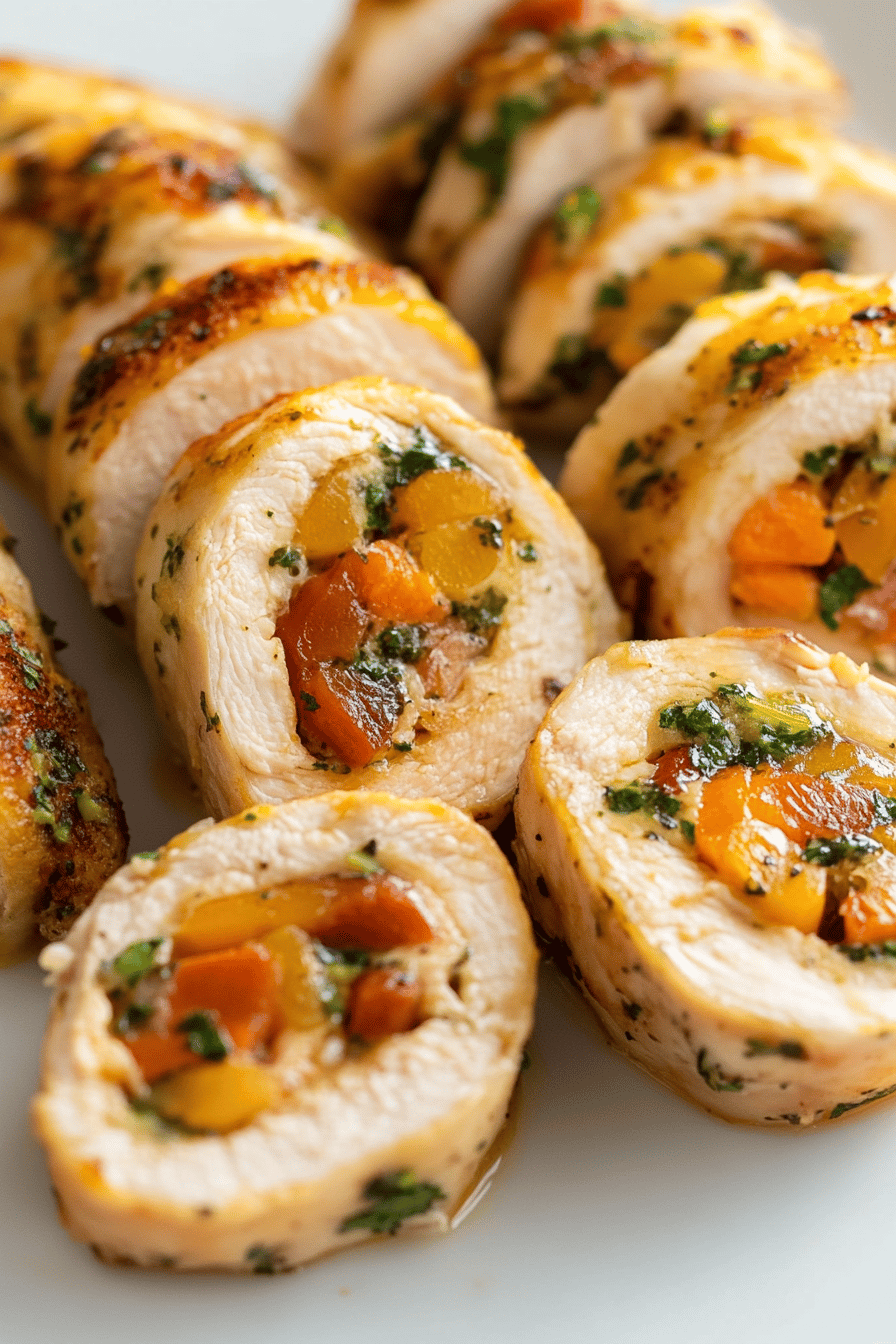chicken roulade final dish beautifully presented and ready to serve