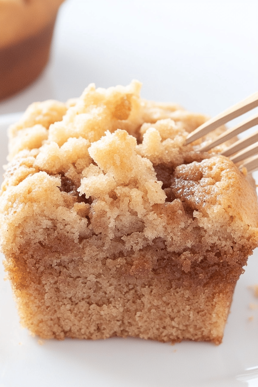 gluten-free coffee cake muffins slice on plate showing perfect texture and swirl pattern