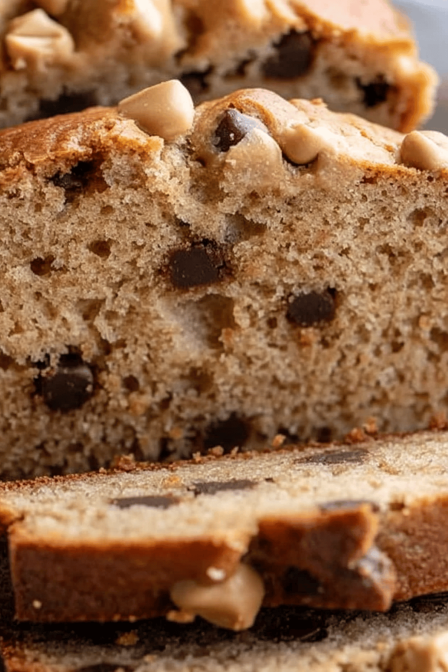 gluten-free peanut butter bread slice on plate showing perfect texture and swirl pattern