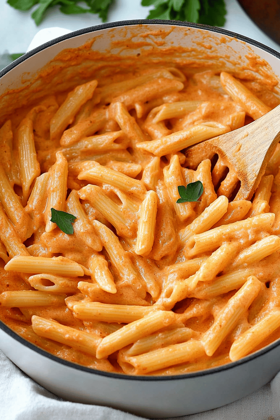 pink sauce pasta recipe final dish beautifully presented and ready to serve