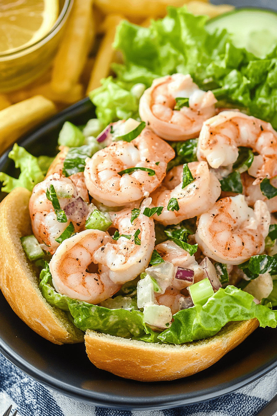 shrimp salad recipe ingredients organized and measured on kitchen counter