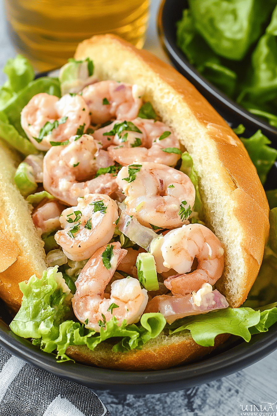 shrimp salad recipe slice on plate showing perfect texture and swirl pattern