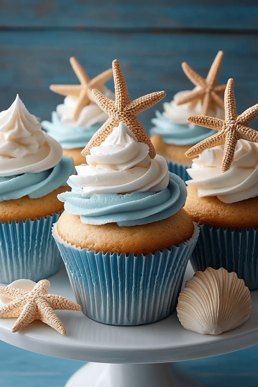 Beach Cupcakes Recipe ingredients organized and measured on kitchen counter