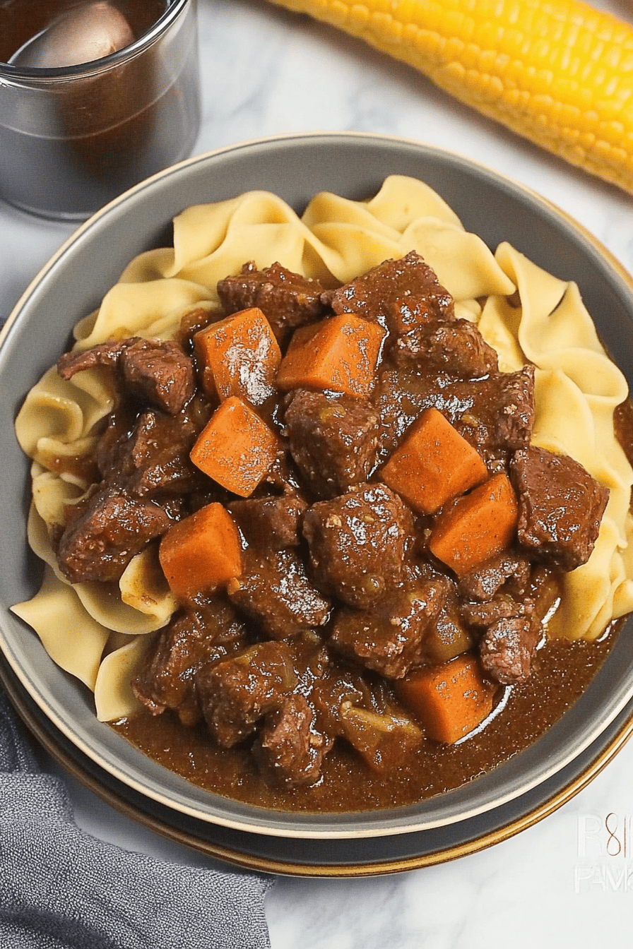 Beef Burgundy slice on plate showing perfect texture and swirl pattern