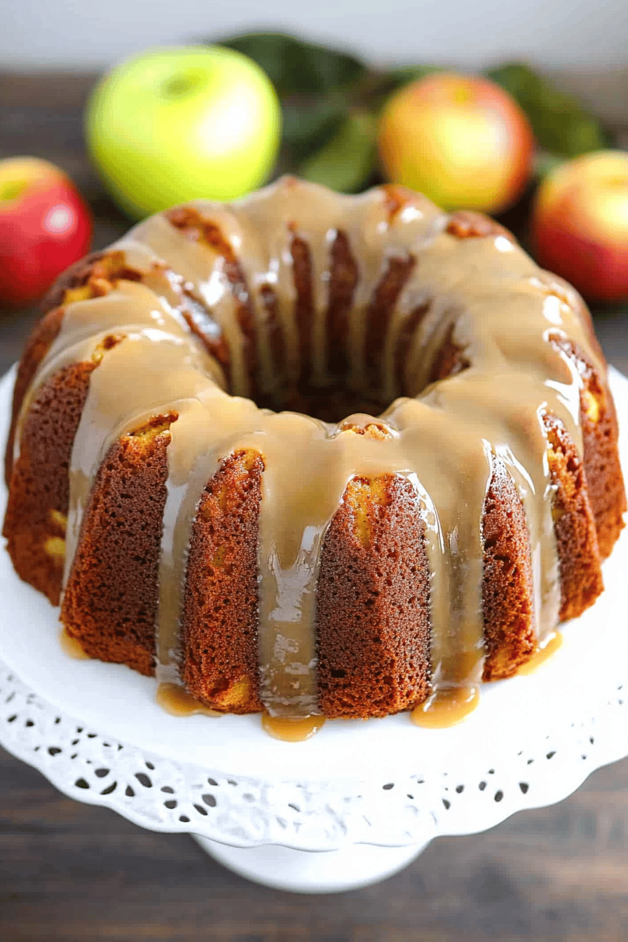 Caramel apple bundt cake ingredients organized and measured on kitchen counter