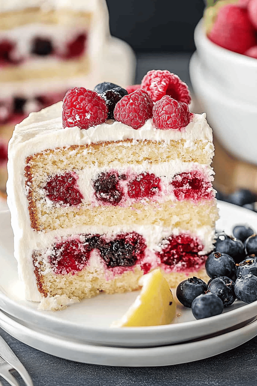 Chantilly Cake Recipe slice on plate showing perfect texture and swirl pattern