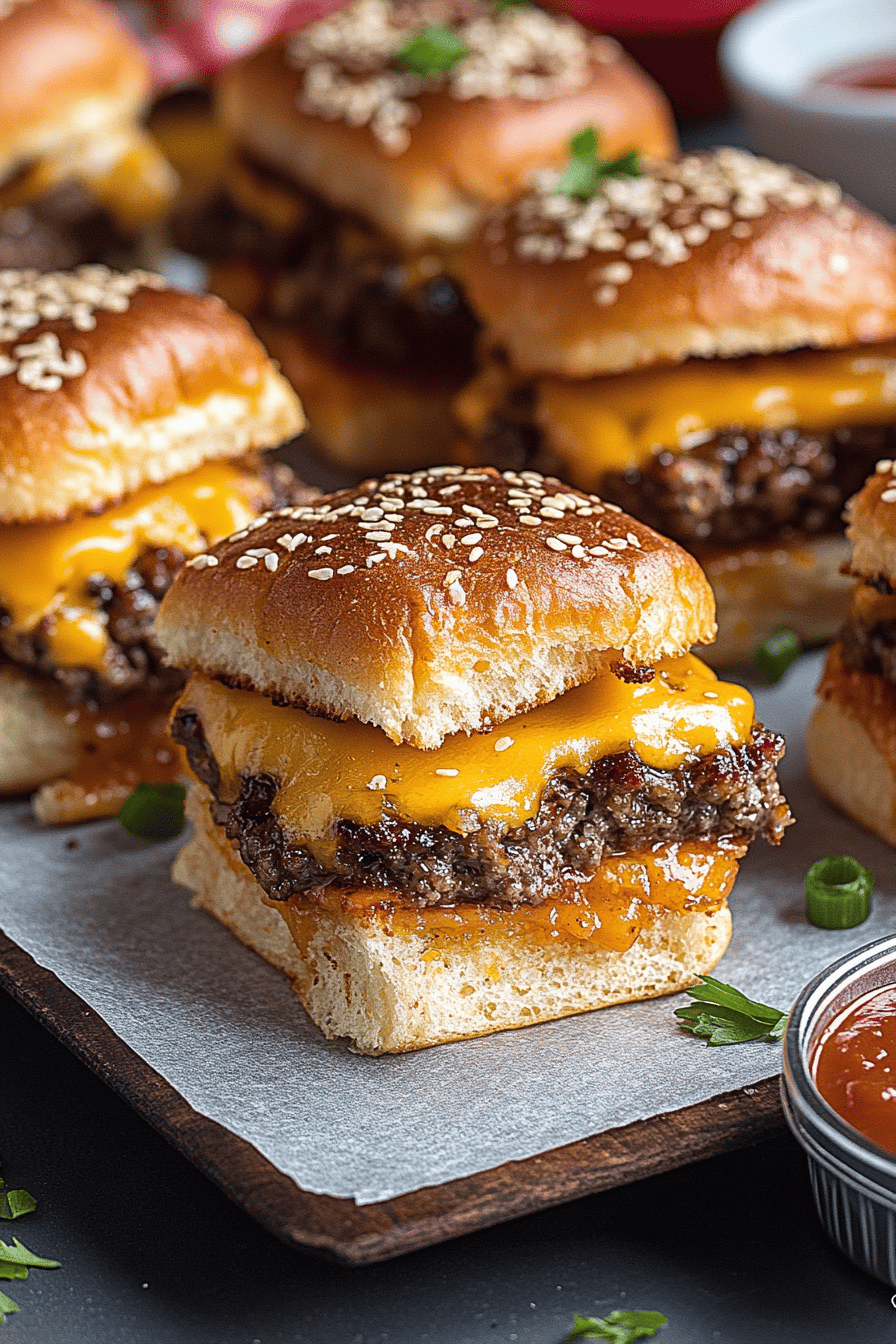 Cheeseburger sliders ingredients organized and measured on kitchen counter