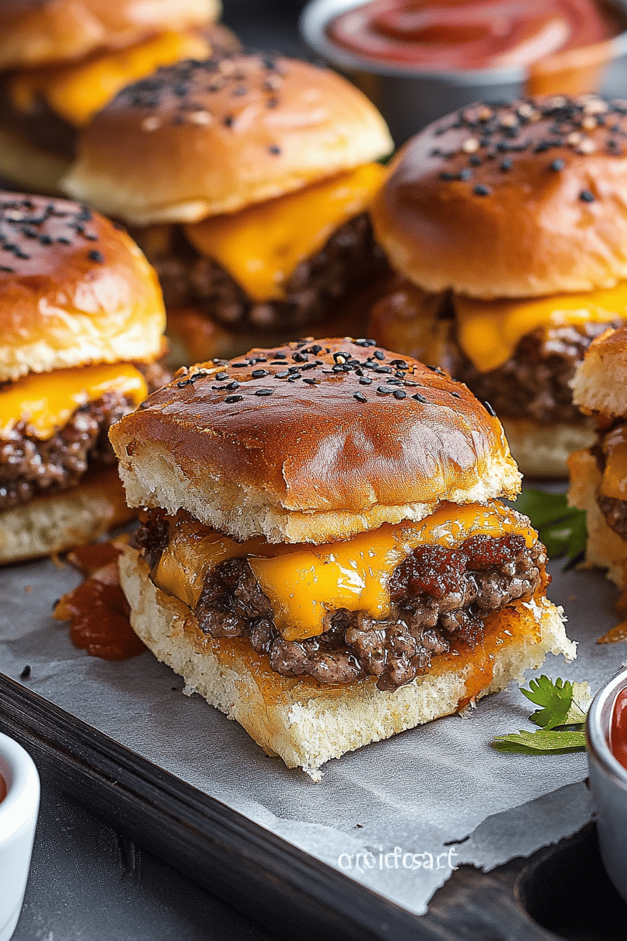 Cheeseburger sliders slice on plate showing perfect texture and swirl pattern